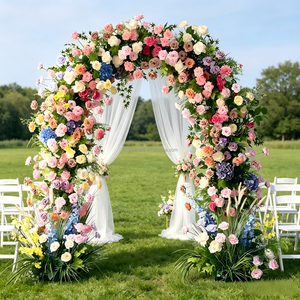 Arche florale pour événements de mariage avec support, chemin de table en roses de soie, toile de fond pour arche de mariage, décorations murales romantiques pour chambre à coucher - Product Image 1