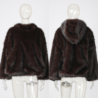 Pull décontracté à capuche en fausse fourrure pour femme, coupe oversize, épaules tombantes, manches longues, couleur unie, ample, en peluche, vente en gros