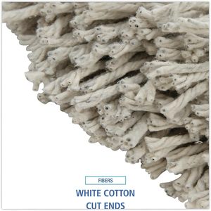 Tête de balai serpillère en microfibre Boardwalk 2032CCT, en coton coupé, sans tissu. 32 poignées réglables blanches pour usage domestique, 12 par carton - Product Image 3