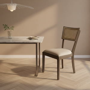 Chaise de salle à manger moderne en frêne avec tissu Performance Arctic White, durable et écologique, pour usage intérieur/extérieur, salon - Product Image 5