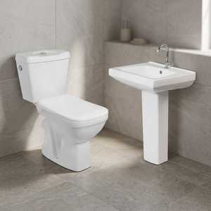 Wholesale Cheap Ceramic Sanitary Ware Two-Piece WC Toilet Dual-Flush Concealed Tank Pedestal Basin Set Gravity Flushing P-trap - Product Image 6