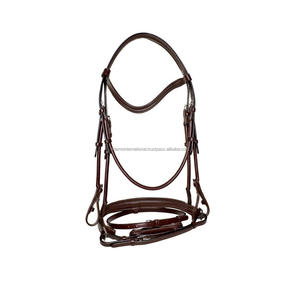 Brida de caballo ecuestre de cuero suave con relleno, equipo de carreras de alta calidad, fabricante al por mayor - Product Image 1