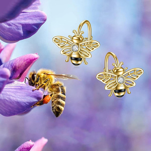 Pendientes de Oreja con Forma de Abeja para Mujer, Diseño Animal Dulce, Accesorios para la Oreja de Uso Diario - Product Image 4