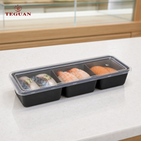 Boîte à lunch bento japonaise à trois compartiments, jetable, en PP de qualité alimentaire, 500 ml, avec couvercle, conteneur alimentaire portable, sections séparées