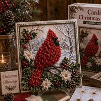 Kit de Poke Art 3D en Tissu Thème Noël, Forme Carrée, Décoration Maison, Artisanat DIY par Broderie au Point d'Aiguille, Bestseller Transfrontalier