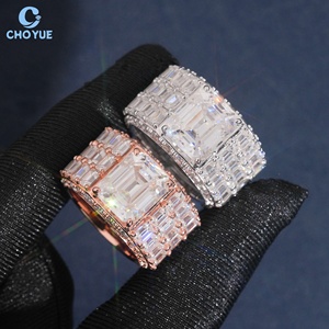 Hip Hop Large Emerald Cut Moissanite <b>Ring</b> Full Baguette Paved Iced Out Statement Jewelry <b>for</b> <b>Men</b> Rappers GRA Diamond Party <b>Rings</b> - Product Image 4
