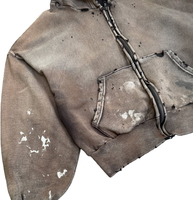 Sudaderas con capucha y cremallera para hombre, estilo lavado y desgastado, con salpicaduras de pintura, estilo urbano, con logotipo personalizado, fabricante OEM ODM de marca privada