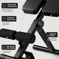 Chaise romaine pliable, banc d'hyperextension, machine d'extension dorsale réglable, équipement multifonctionnel pour entraînement abdominal et musculation à domicile