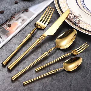 Luxury Mirror Colorful Golden Spoon Cubiertos Talheres Inox Cutlery Black Set