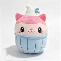 Peluche chat ronde personnalisée en forme de crème glacée, peluche cupcake moelleuse, peluche chat avec pépites et crème fouettée