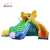 Glissière d'eau gonflable de château sautant de personnage de dessin animé d'éléphant jaune de WINSUN avec la piscine hermétique pour des enfants