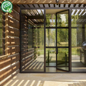 Puertas Pivotantes de Vidrio para Entrada Residencial Nuevas de 2026, Puerta Doble Asimétrica Protectora de Aluminio Fundido para Villa - Product Image 6