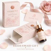Coffret Cadeau Demoiselle d'honneur en Papier Gravé Rose avec Carte de Remerciement, Ruban, Autocollant, Décoration Or Rose et Coffret Huiles Essentielles