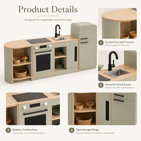 Juego de Cocina de Madera Montessori para Niños, Muebles de Cocina de Juguete para Preescolar, Guardería, Centro de Aprendizaje, Juego Dramático