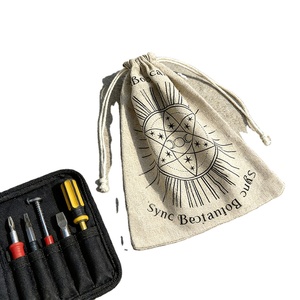 Natural Cotton Linen <b>Drawstring</b> Fabric Storage Dust Packing <b>Bag</b> with Custom Printed logo - Product Image 1
