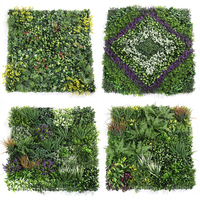 L 3d Décoration extérieure intérieure vert vertical faux gazon panneau mural carrelage plante tropicale système de fleurs verdure plantes artificielles mur