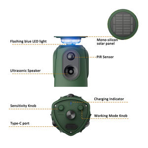 360 Derece Ultrasonik Güneş Enerjili Köpek Kovucu Dış Mekan Hareket Sensörlü Yanıp Sönen Işık ABS Malzemeli Hayvan Caydırıcı (Kediler ve Geyikler için) - Product Image 2