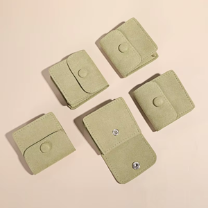 Eco-friendly Custom Multifunction Velvet Square Button Jewelry Pouch Packaging Logo Pendant Earrings Storage Bag Customizable - Product Image 1