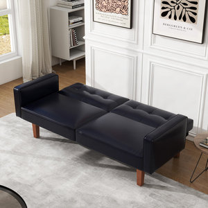 Sofá Cama Moderno de Tela Marrón, Deslizante, Curvo, Elegante, Económico, con Estructura Metálica Corta, Plegable, con Futón para 2 Personas - Product Image 3