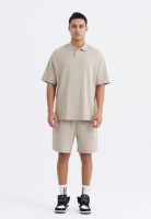 Ensemble de shorts en coton lourd 280 g/m² style Old Money pour homme, ensemble 2 pièces surdimensionné