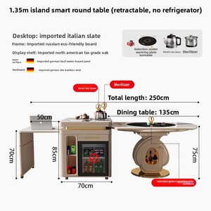 Mesa de comedor extensible con plato giratorio inteligente, de lujo ligero, multifuncional, con juego de sillas de acero para té, diseño extensible para la isla. - Product Image 6