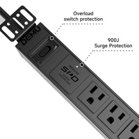 Boîtier de distribution en rack 19 pouces 1UT DEMU, 8 prises US 125V 15A, charge rapide USB 12W, protection contre les surtensions 900J, protection contre les surcharges