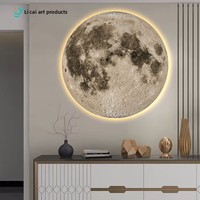 Lámpara de Pared LED Contemporánea de Resina con Diseño de Luna y Tierra para Pasillo, Entrada, Dormitorio, Cabecera, Decorativa