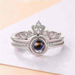 Classic <strong>Blue</strong> <strong>Opal</strong> Heart Shaped Sterling Silver Jewelry Wedding <strong>Ring</strong> Engagement <strong>Ring</strong> - Product Image 3