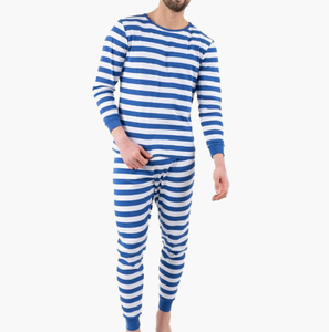 Ensembles de pyjamas confortables pour hommes, 2 pièces, manches longues, vêtements de sport thermiques, vêtements de maison, pyjamas pour hommes et garçons, coton rayé, pyjamas de vacances - Product Image 5
