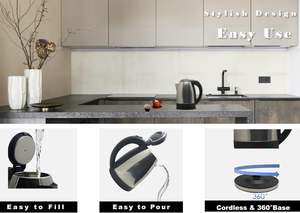 Bouilloire électrique en acier inoxydable 201 de 1,8 L, vente chaude en Chine, avec échantillon gratuit - Product Image 5