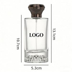 Custom Luxury <b>Round</b> Clear Glass Perfume Bottles with Pump Sprayer for 50ml-100ml Premium <b>Mens</b> Fragrance Packaging - Product Image 1