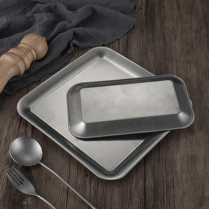 <span class=keywords><strong>Plateau</strong></span> de collation en acier inoxydable de Style coréen rétro commercial poli rendre vieux Durable réutilisable pour la table d'affichage de collation de BBQ - Product Image 1