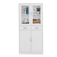 Armoire de classement en métal à deux tiroirs avec serrure à clé pour bureau, école, cuisine