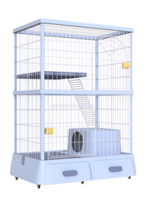 <span class=keywords><strong>Cage</strong></span> pour chat de luxe à double pont avec assemblage détachable Plateau en plastique en fer fermé pour grand espace Boîte de bricolage gratuite pour animaux de compagnie emballée - Product Image 3