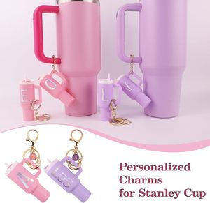 พวงกุญแจแก้วน้ำขนาดเล็กแบบกำหนดเองได้ ทนทาน สำหรับผู้หญิงและเด็กผู้หญิง พร้อมจี้ตัวอักษร DIY สำหรับตกแต่งแก้วน้ำและขวด - Product Image 6