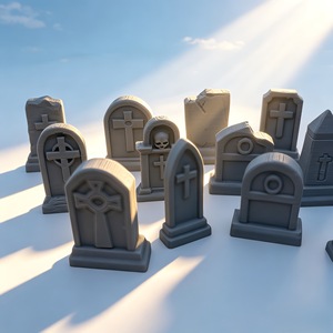 Nuevo Producto Transfronterizo: Accesorios para Escenas de Cementerio y Lápidas, Decoraciones de Halloween, Moldes de Terreno y Lápidas Impresos en 3D de PLA - Product Image 6