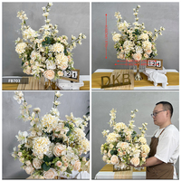 Boule de fleurs artificielles sur mesure, blanche, en soie, pour décoration de table de mariage, sphère de fleurs de cerisier