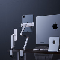 Support de bureau Boneruy H01P avec base rotative à 360 bras long support de moniteur portable magnétique support de tablette adapté aux onglets Ipad Iphone