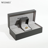 Boîte de rangement pour bijoux en cuir PU gris de haute qualité avec logo personnalisé WEIMEI, boîte cadeau de luxe pour emballage de bagues et bijoux