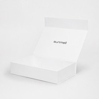 Boîte cadeau rigide pliable blanche avec fermeture magnétique, emballage de luxe avec logo personnalisé pour vêtements