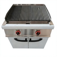 Grill à gaz en pierre de lave avec armoire, grill professionnel en pierre volcanique avec base de rangement pour une saveur authentique