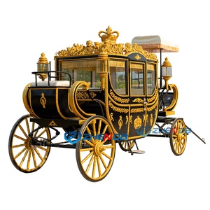 Calèche royale électrique rouge et or ornée pour transport de mariage, transport spécial - Product Image 4