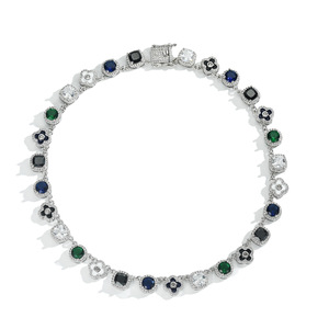 Crystal Necklace Flower Shape Four <b>Leaf</b> Clover Bezel Setting 16 18 20 Inch Everyday Wear Unisex Jewelry - Product Image 2