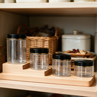 Bocaux en plastique PET transparents de qualité alimentaire à large ouverture, contenants de stockage ronds pour crème, lotion, cosmétiques et aliments secs, emballage de recharge
