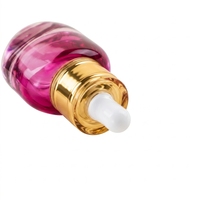 Luxuriöse 20ml Matt-Rosa-Lila Farbverlauf Glasflasche für Serum mit Schwerem Boden, Gold-Silber Lotionpumpe, Augenessenz Hautpflege-Verpackung