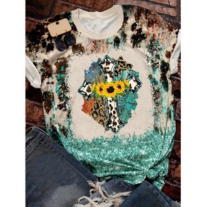 Custom Women's Clothing T-shirt Summer Sublimation Plus Size T-shirts for Women Tie Dyed <strong>Sunflower</strong> Women <strong>Tops</strong> T-Shirt - Product Image 6