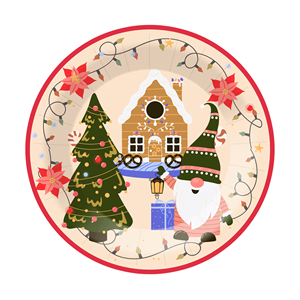 DAMAI Modern Christmas Themed Disposable Tableware Set Round Paper Plate Cup Napkin Banner for Xmas Party - Product Image 5