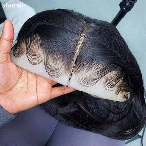 STARHAIR Hi-Q <span class=keywords><strong>alibaba</strong></span> vente chaude produits 2024 perruque ondulée frontale en dentelle brute cheveux humains brésiliens naturels à cuticule alignée - Product Image 4