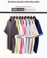 T-shirts réversibles unisexes en coton et polyester 290 GSM, col rond double face, tendance, décontractés pour l'été, vente en gros, logo personnalisé