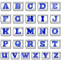 Bracelet modulaire italien en acier inoxydable bleu avec 26 lettres initiales, extensible, breloques interchangeables, accessoires faits main DIY